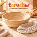 torvebw™ CoilForm Round Banneton Bread Proofing Basket, 9-Inch Rattan Sourdough Basket with Cotton Liner