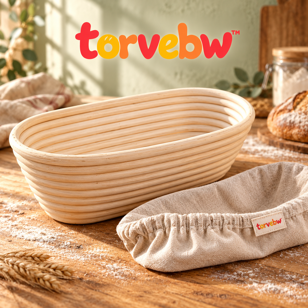 torvebw™ CoilForm Oval Banneton Bread Proofing Basket, 10-Inch Rattan Batard Basket with Cotton Liner