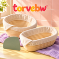 torvebw™ CoilForm Round & Oval Banneton Set, Sourdough Bread Proofing Baskets with Liners and Bowl Scraper