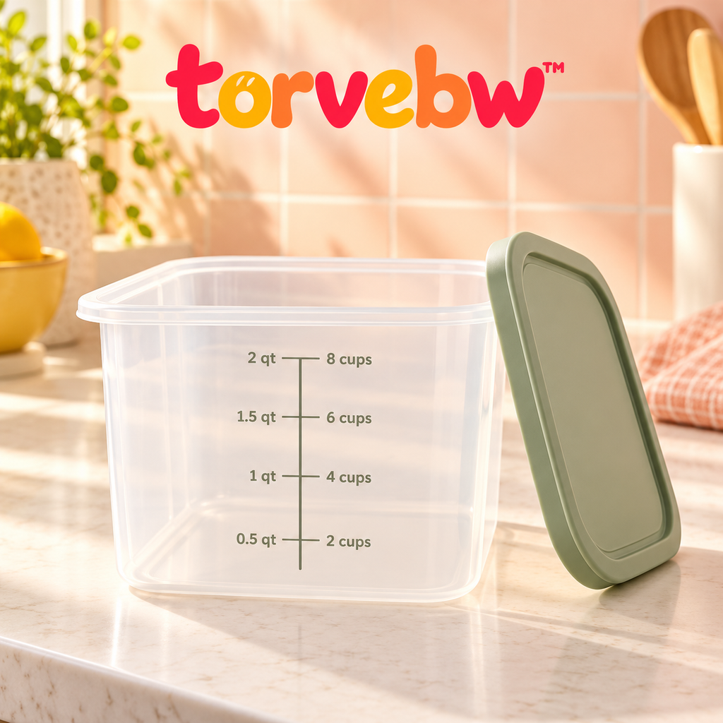 torvebw™ RiseTrack 2-Quart Dough Proofing Container with Lid, Graduated Bread Dough Rising Tub