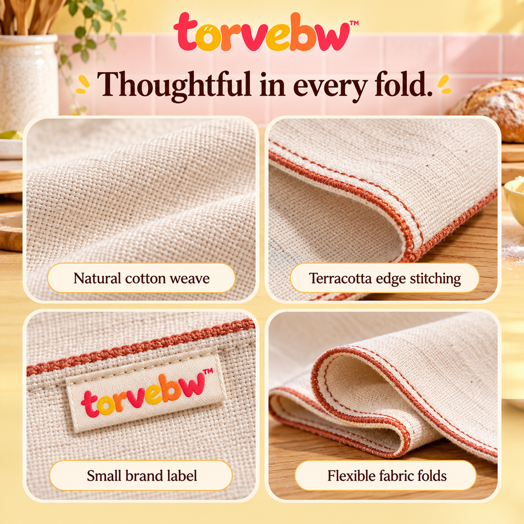 torvebw™ FoldRest Baker’s Couche, 26 × 18-Inch Cotton Proofing Cloth for Baguettes and Bread Rolls
