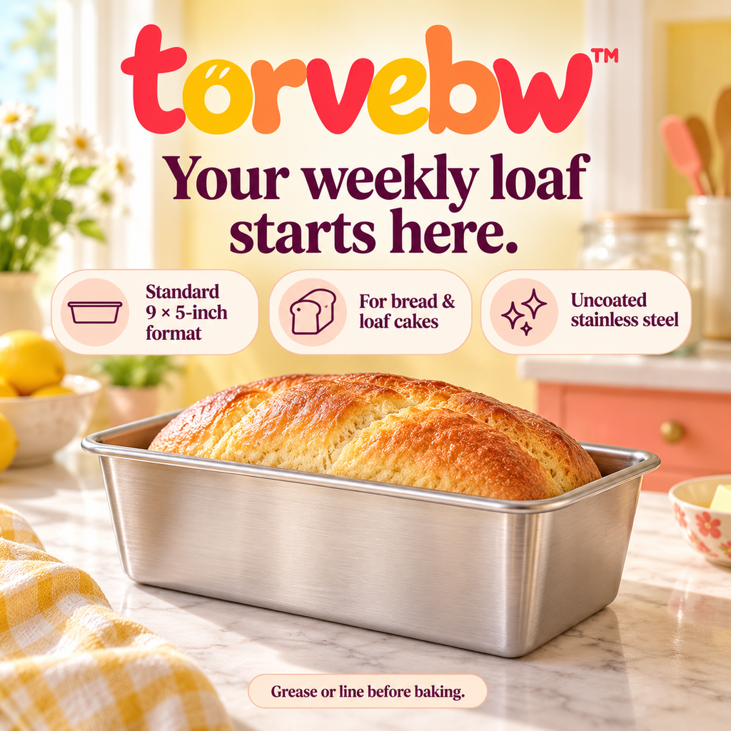 torvebw™ DailyBake Loaf Pan, 9 × 5-Inch Uncoated Stainless Steel Bread Pan for Sandwich Bread and Quick Breads